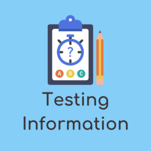 A clipboard and pencil image with the text "Testing Information"