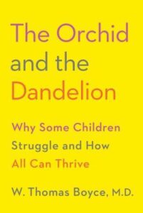 The book title The Orchid and the Dandelion on a yellow book cover