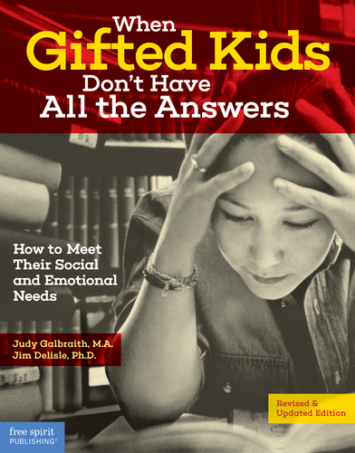 The book title When Gifted Kids Don't Have All the Answers on a book cover with a student with their head in their hands