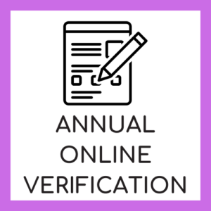 Annual Online Verification with an icon of a form being completed