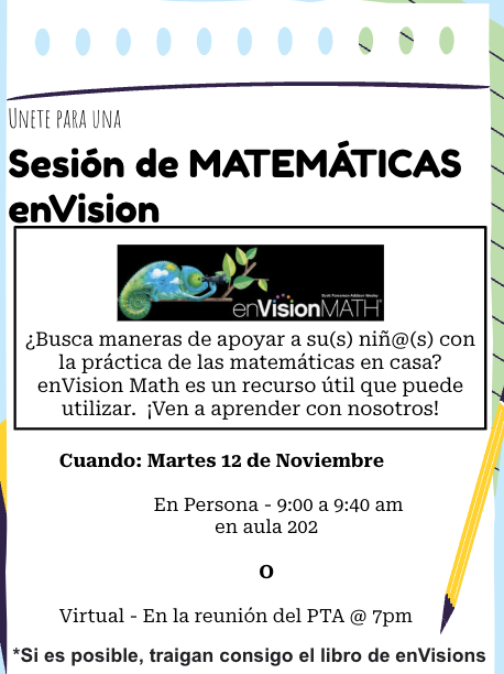 Envision math flyer in Spanish