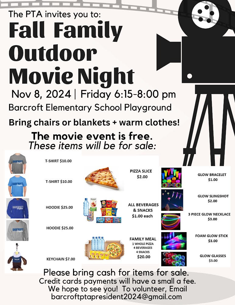 Fall Family Outdoor Movie night flyer